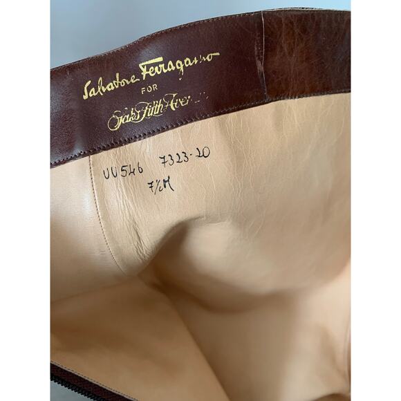 Salvatore Ferragamo Brown Leather Riding Boots - Size 7.5 - Picture 6 of 7